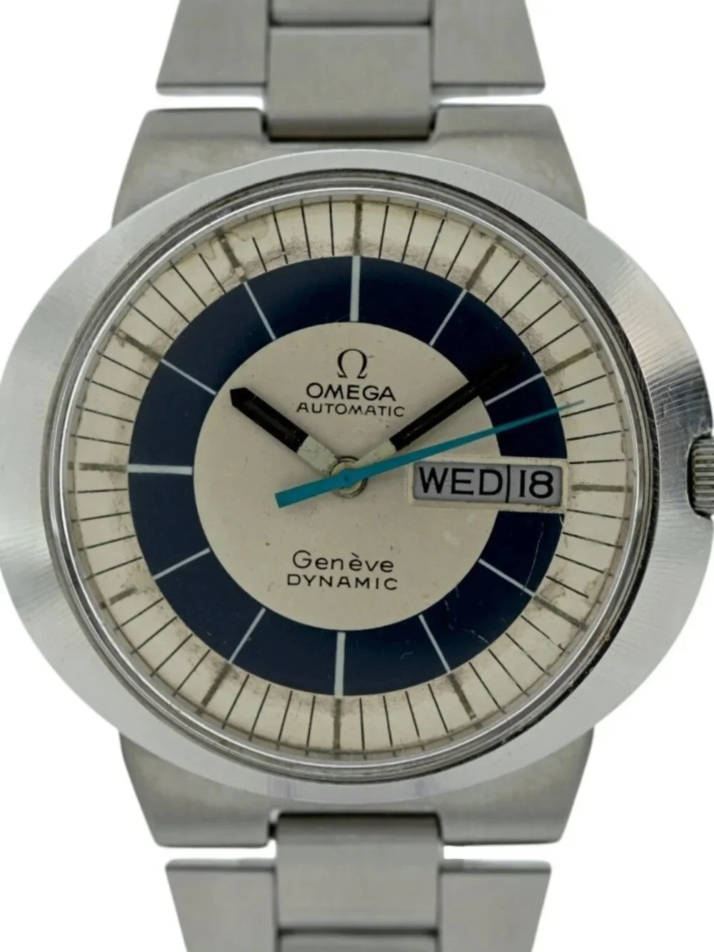 Omega 41mm Men's Dynamic Blue/ Silver Dial Automatic Swiss Made Watch! Tool 107!